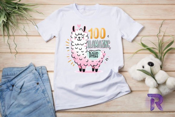 100th Day Llama Graphics for T-Shirt Designs
