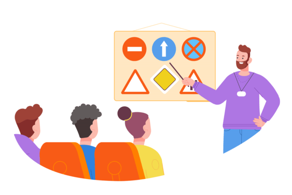 Driving School Graphics: Road Sign Illustrations