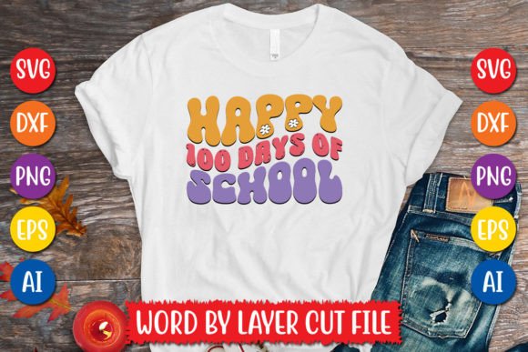 Happy 100 Days Retro Graphics for T-Shirt Designs