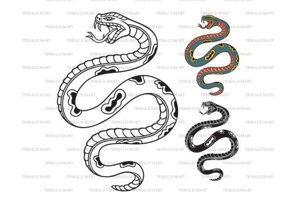 Old School Tattoo Snake Graphics & Illustrations