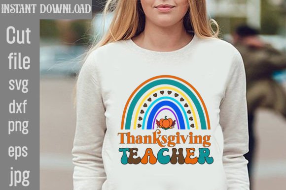 Thanksgiving Teacher Retro Graphics for T-Shirt Designs